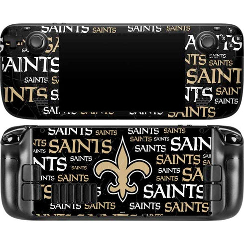 NFL New Orleans Saints Black Blast Steam Deck Handheld Gaming Computer Skin